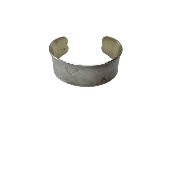 Handcrafted Sterling Silver Cuff Bracelet Heart Design Adjustable Pre-Owned - Picture 7 of 8